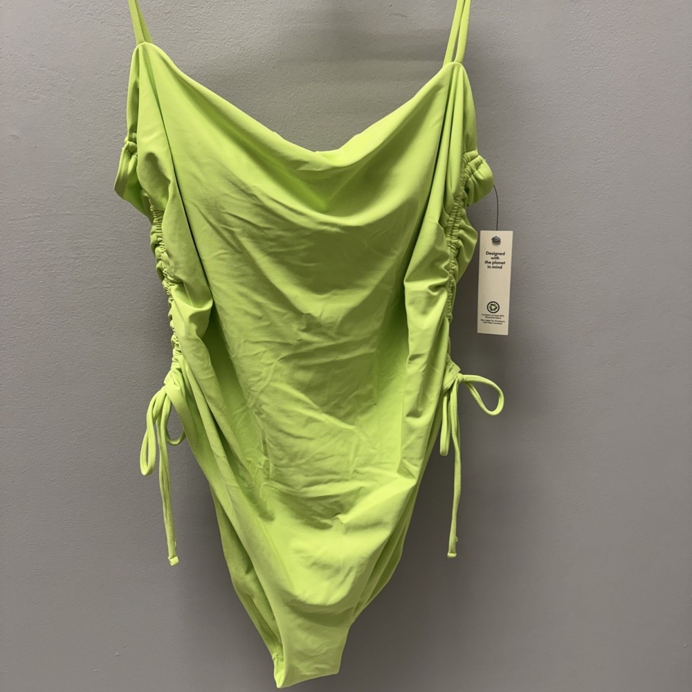 NWT No Boundaries One Piece Bathing Suit Size XXL -20 Neon Green High Leg